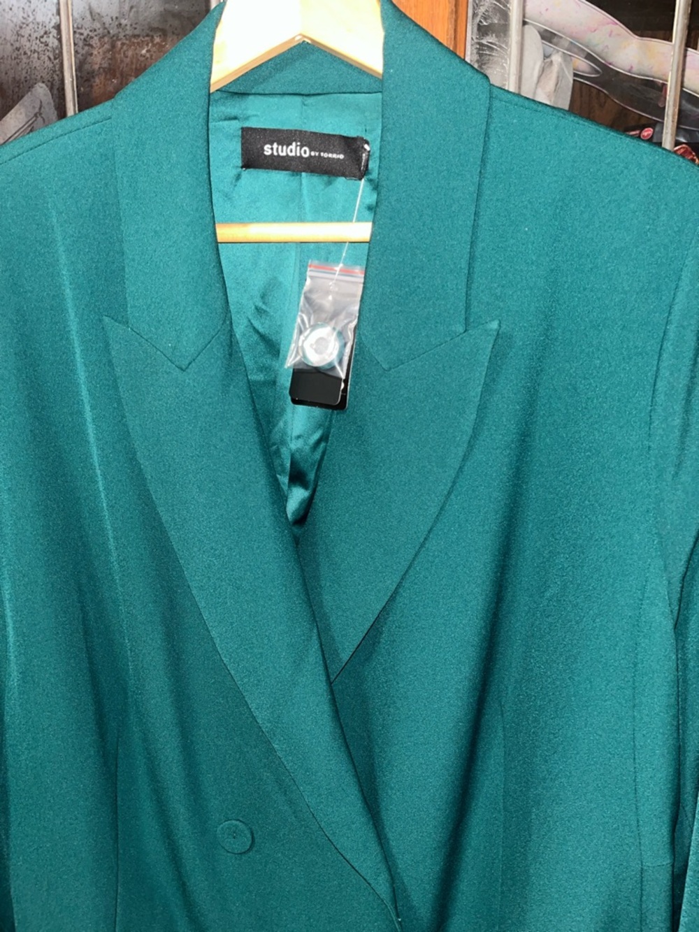 torrid 00 botanical garden Green Double-Breasted Blazer NWT relaxed fit stretchy - Picture 7 of 11